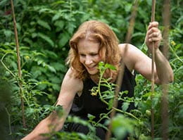 A woman in her garden